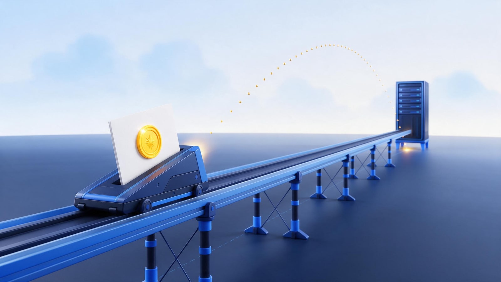Sealed document on a launch rail aimed at a server rack, copyright ownership versus DMCA enforcement
