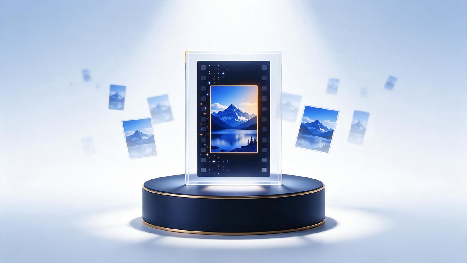 Framed negative under a spotlight with drifting duplicates, how photographers reclaim stolen photos