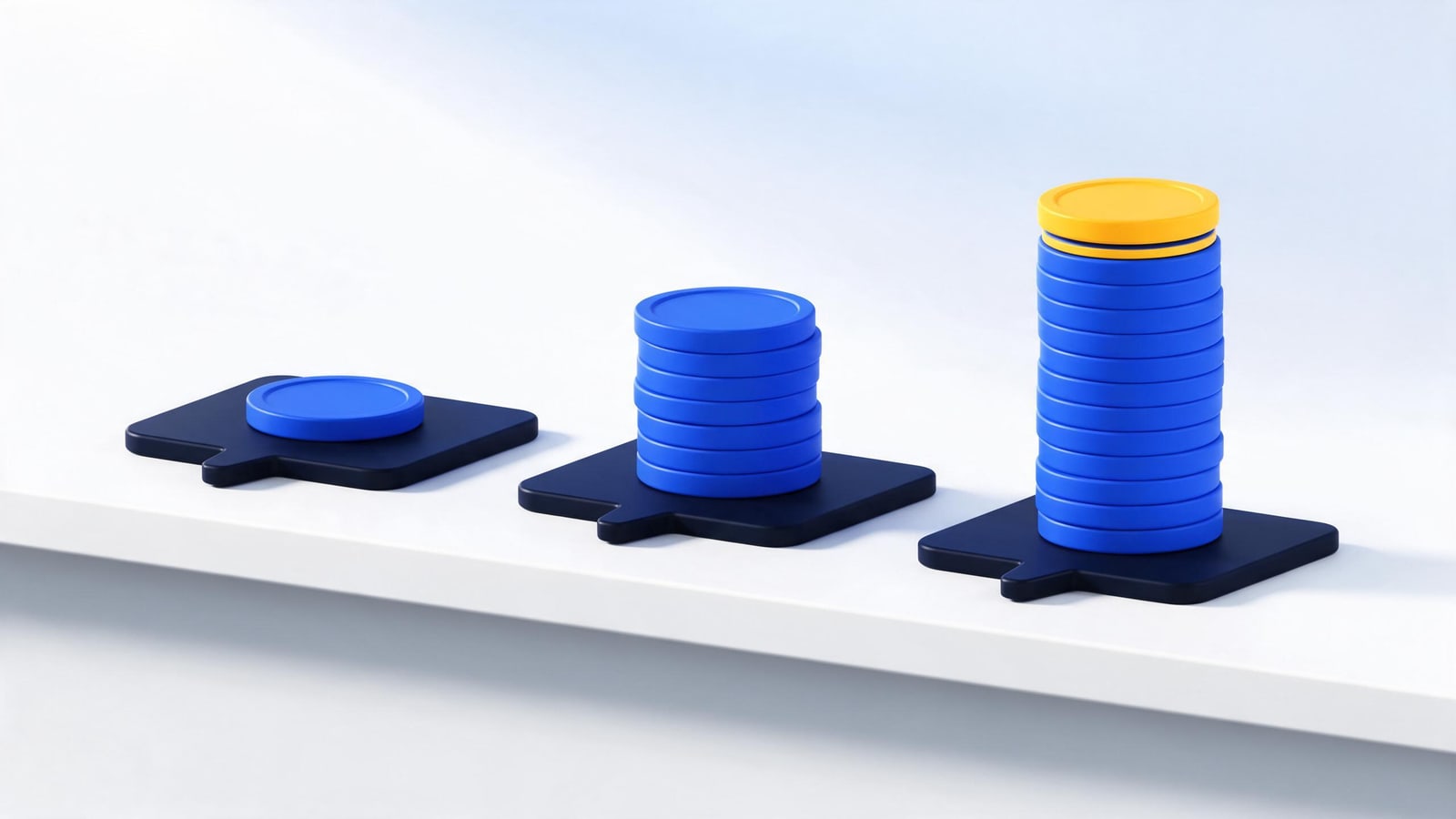 Three coin stacks from a lone coin to a gold-capped tower, what a DMCA takedown costs at each option