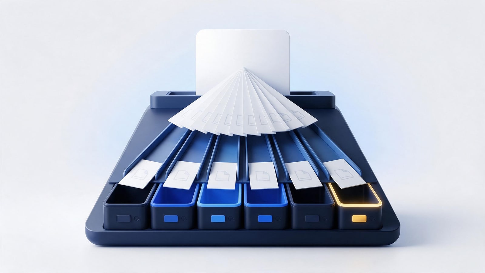 Master authorization fanning notices into labeled client trays, DMCA takedowns at agency scale