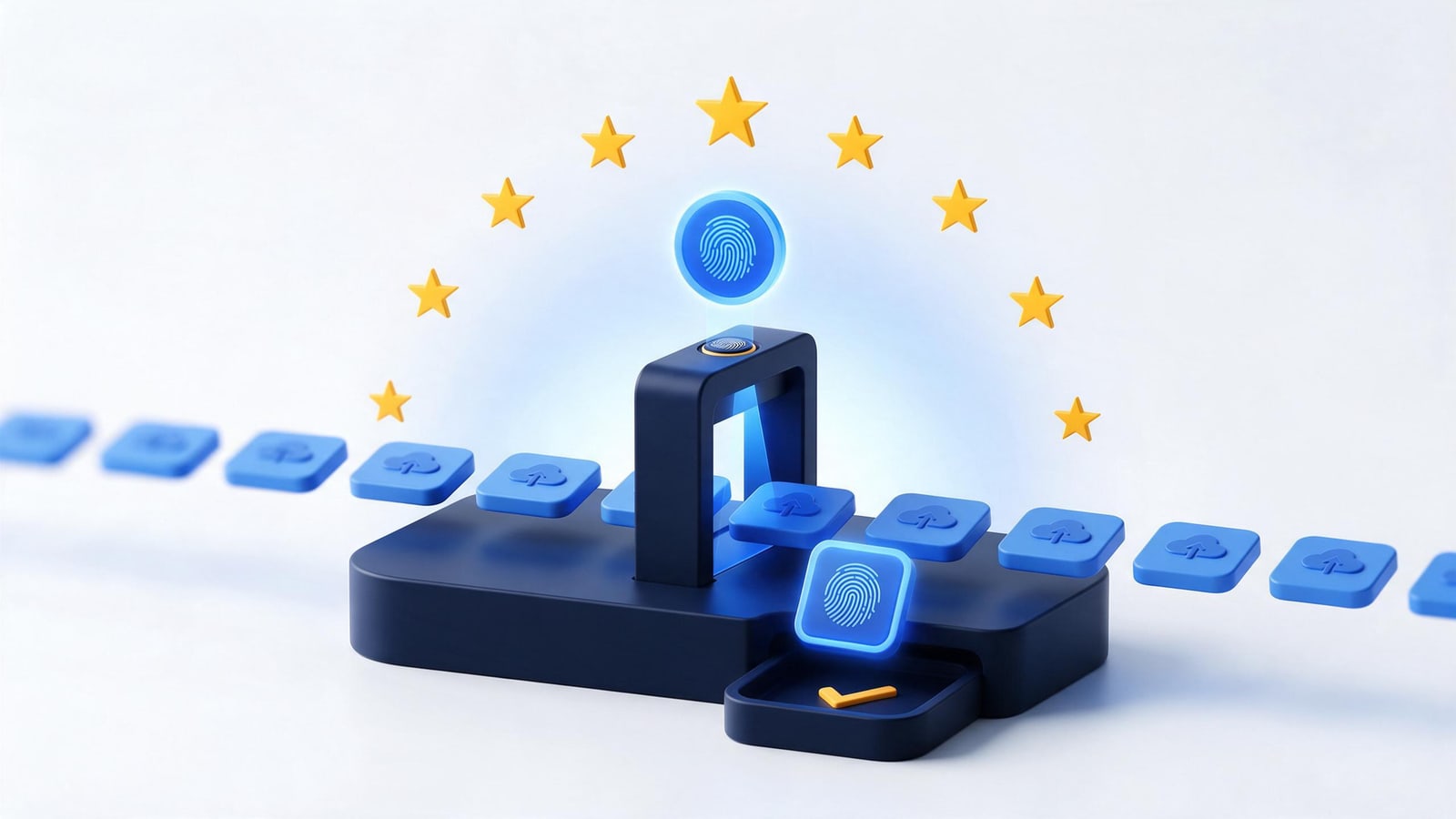 Upload tiles scanned against a reference ring at a platform gate, EU Article 17 filtering