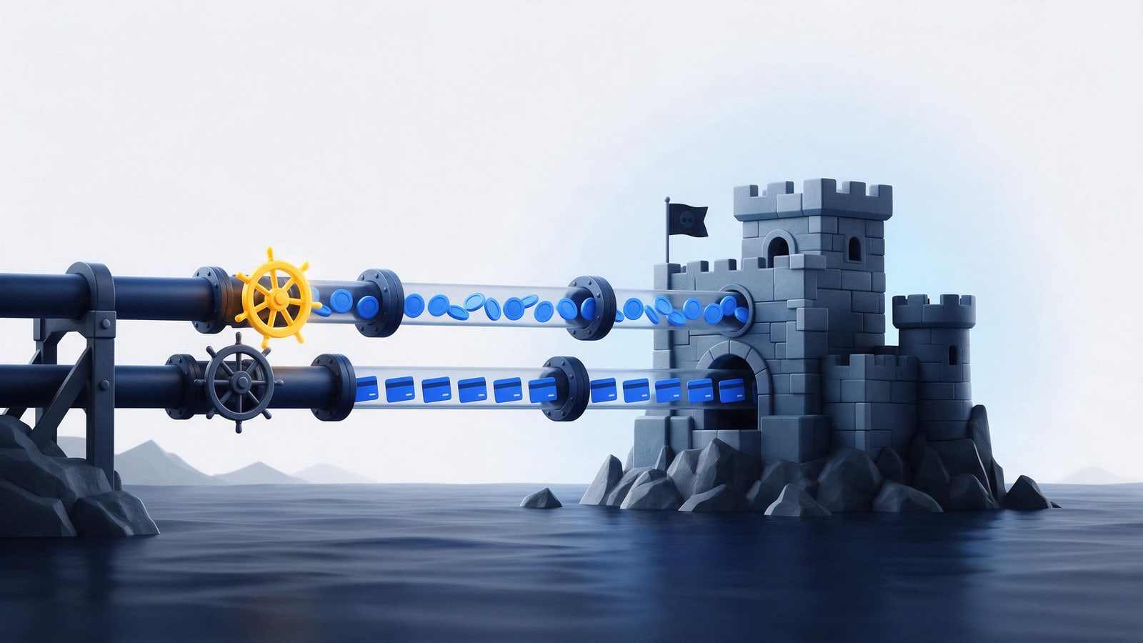 Island pirate fortress losing its two payment pipes to closing valves, follow-the-money enforcement