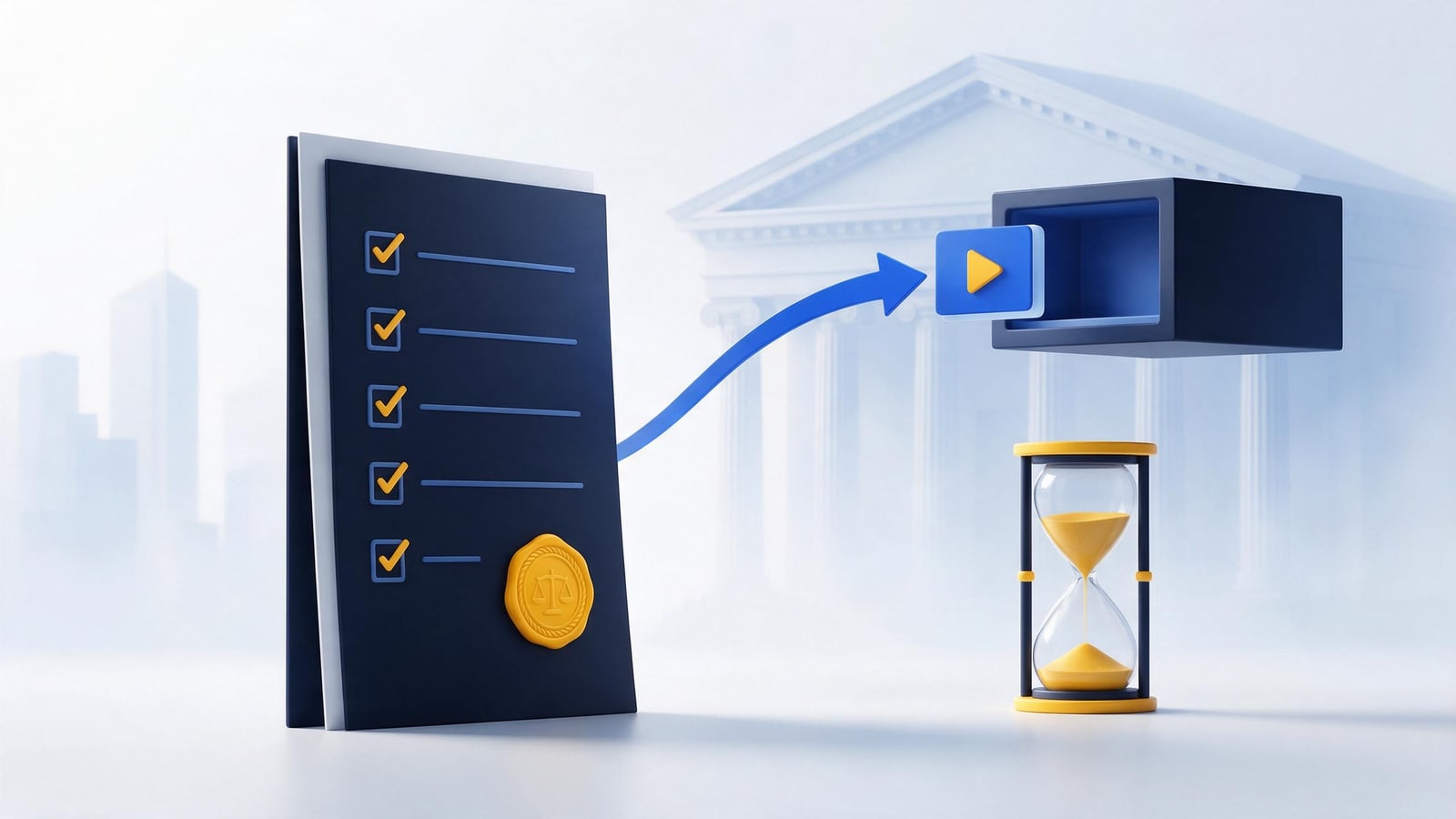 Sealed counter-notice restoring a media tile while an hourglass runs, filing under section 512(g)