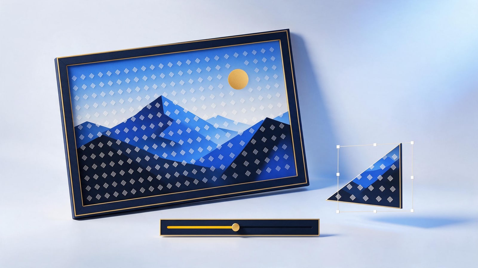 Lattice of translucent chips across a framed photograph, how to watermark photos