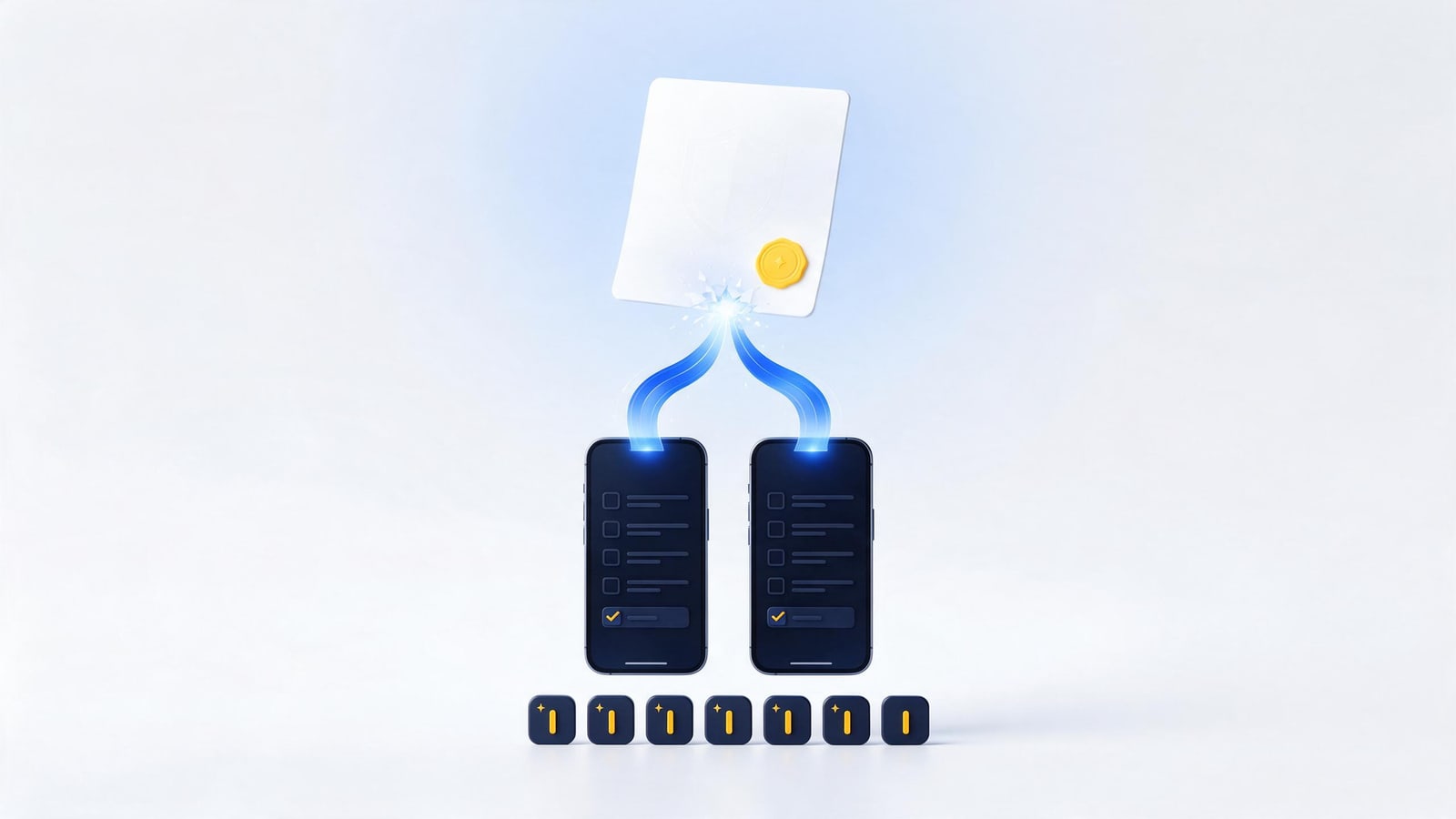 Sealed notice pouring ribbons of light into two phones, Instagram and TikTok takedowns