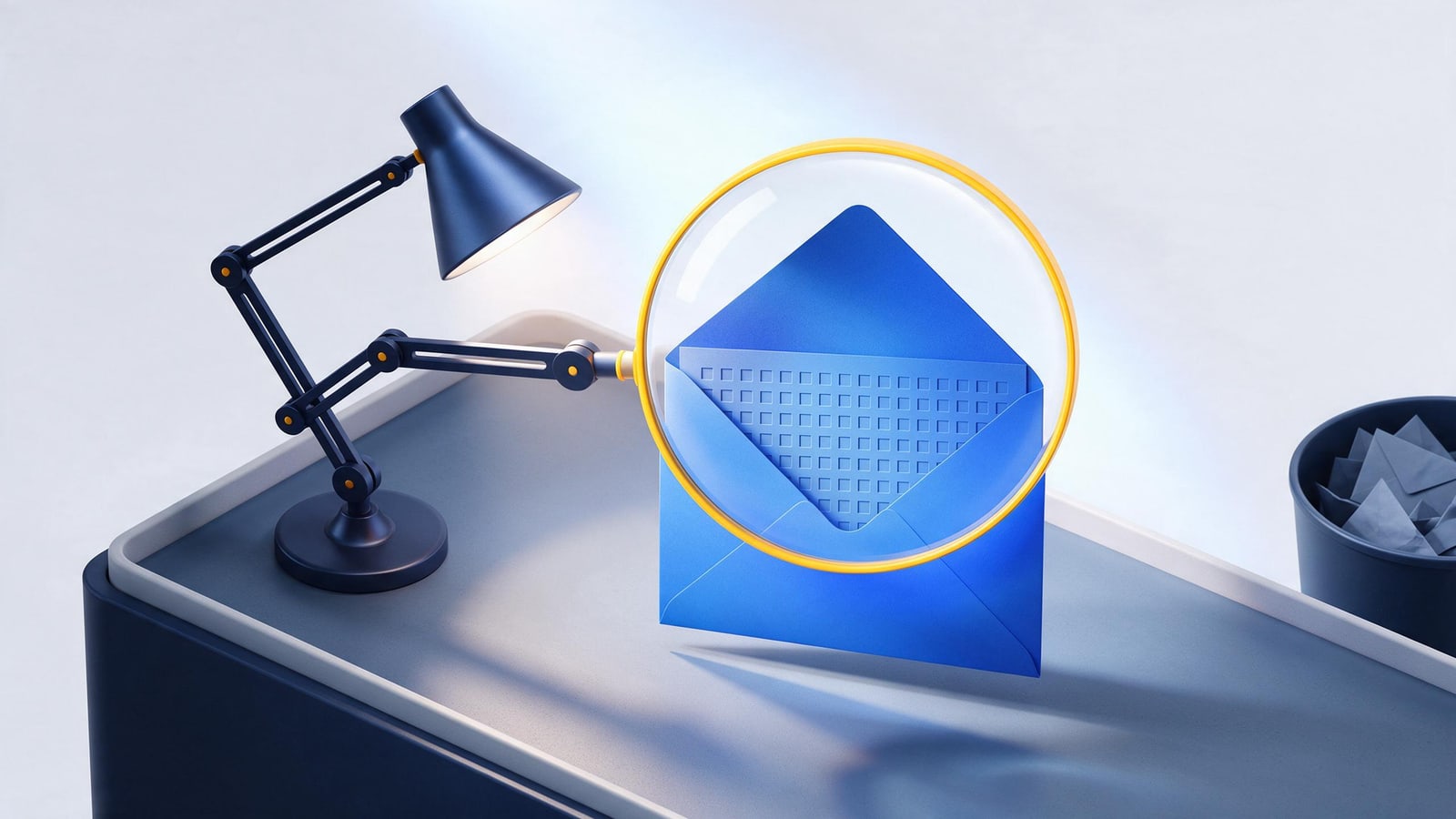 Blue envelope examined under a magnifying lens, what to do when you receive a DMCA notice