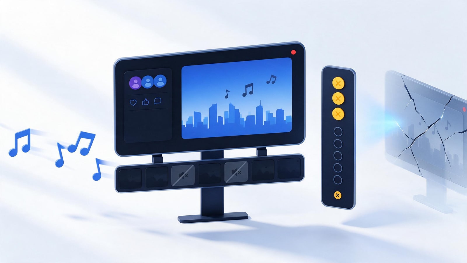Music notes dimming a broadcast's saved archive strip, how Twitch DMCA takedowns work